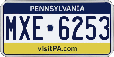 PA license plate MXE6253