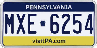 PA license plate MXE6254
