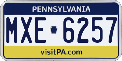 PA license plate MXE6257