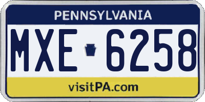 PA license plate MXE6258