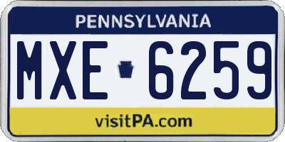 PA license plate MXE6259