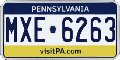PA license plate MXE6263