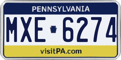 PA license plate MXE6274