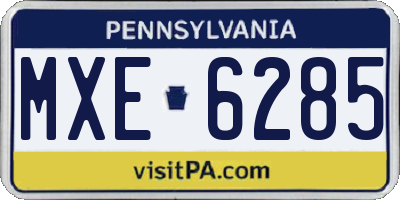 PA license plate MXE6285