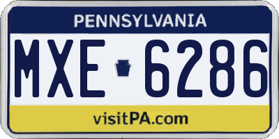 PA license plate MXE6286