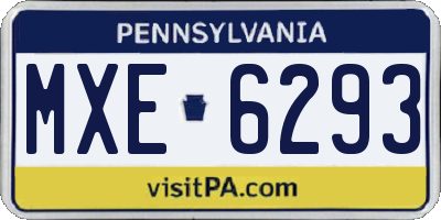 PA license plate MXE6293