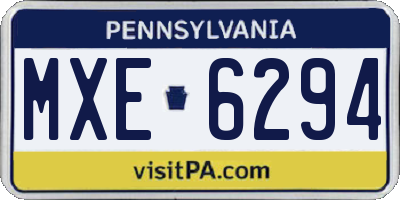 PA license plate MXE6294