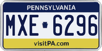 PA license plate MXE6296