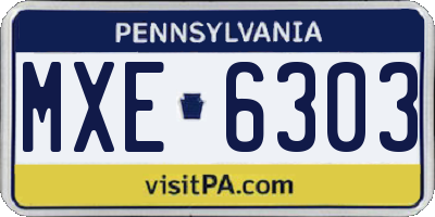 PA license plate MXE6303
