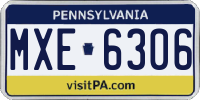 PA license plate MXE6306