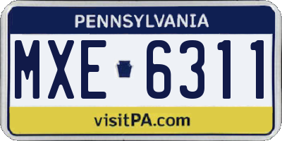 PA license plate MXE6311