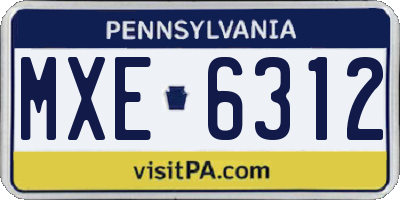 PA license plate MXE6312