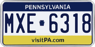 PA license plate MXE6318