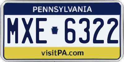 PA license plate MXE6322