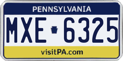PA license plate MXE6325