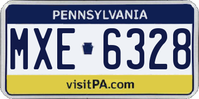 PA license plate MXE6328