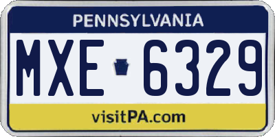 PA license plate MXE6329