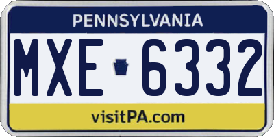 PA license plate MXE6332