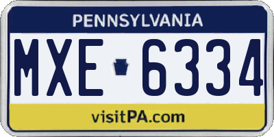PA license plate MXE6334