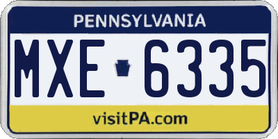 PA license plate MXE6335