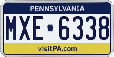 PA license plate MXE6338