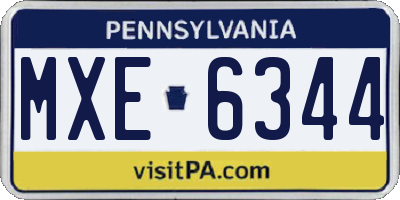 PA license plate MXE6344