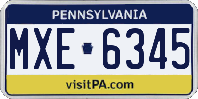 PA license plate MXE6345