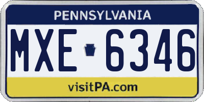 PA license plate MXE6346