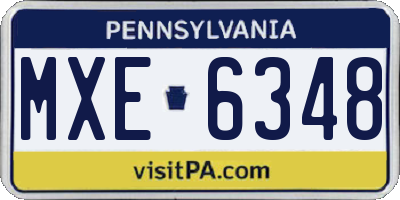 PA license plate MXE6348