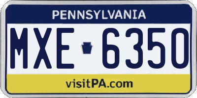 PA license plate MXE6350