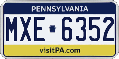 PA license plate MXE6352
