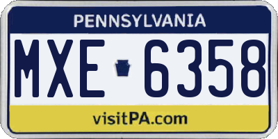 PA license plate MXE6358