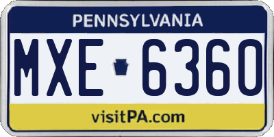 PA license plate MXE6360
