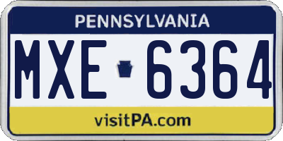 PA license plate MXE6364