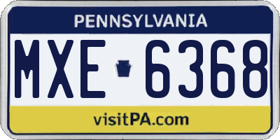 PA license plate MXE6368