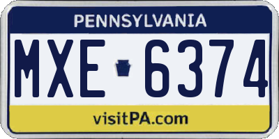 PA license plate MXE6374