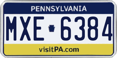 PA license plate MXE6384