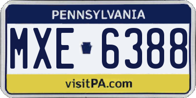 PA license plate MXE6388