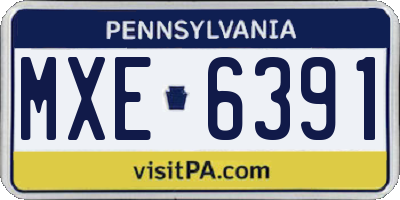 PA license plate MXE6391