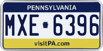 PA license plate MXE6396