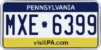 PA license plate MXE6399