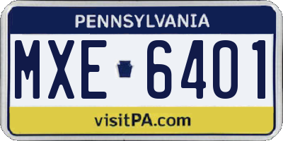 PA license plate MXE6401