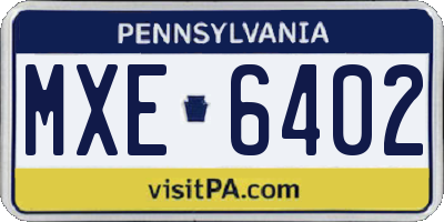 PA license plate MXE6402