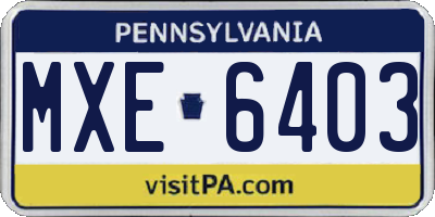 PA license plate MXE6403