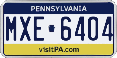 PA license plate MXE6404