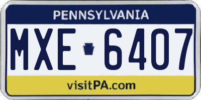 PA license plate MXE6407