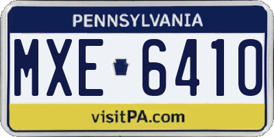 PA license plate MXE6410