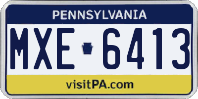 PA license plate MXE6413