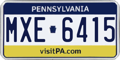 PA license plate MXE6415