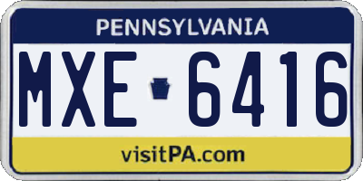 PA license plate MXE6416